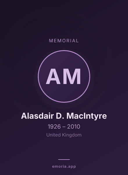 Memorial portrait of Alasdair D. MacIntyre