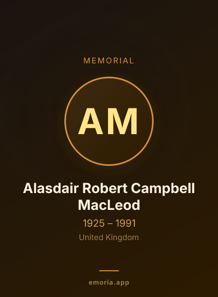 Memorial portrait of Alasdair Robert Campbell MacLeod