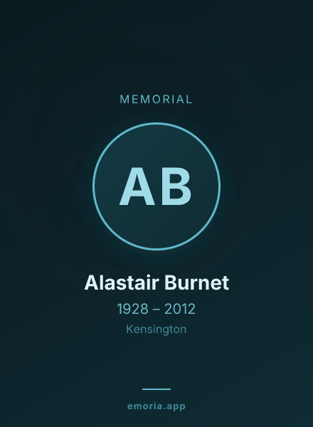 Memorial portrait of Alastair Burnet