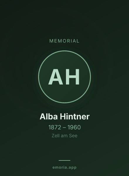 Memorial portrait of Alba Hintner