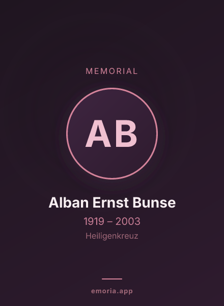 Memorial portrait of Alban Ernst Bunse