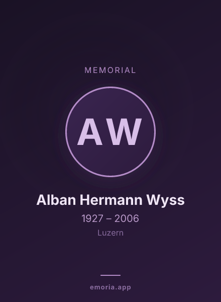 Memorial portrait of Alban Hermann Wyss