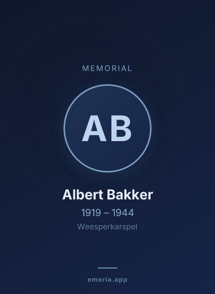 Memorial portrait of Albert Bakker