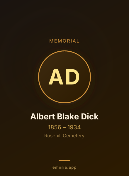 Memorial portrait of Albert Blake Dick