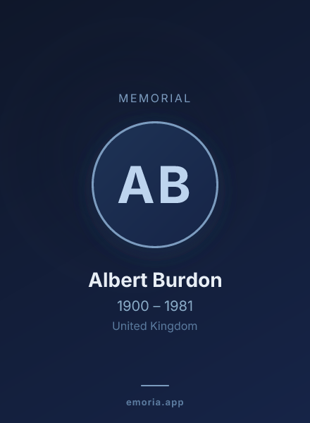 Memorial portrait of Albert Burdon