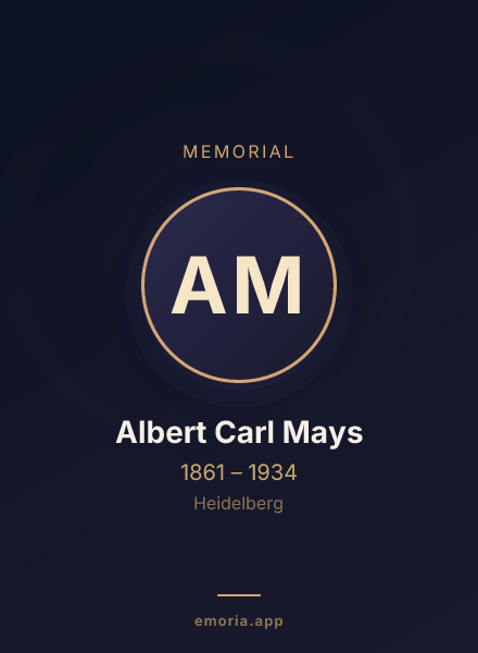 Memorial portrait of Albert Carl Mays