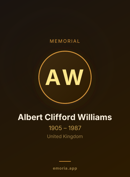 Memorial portrait of Albert Clifford Williams