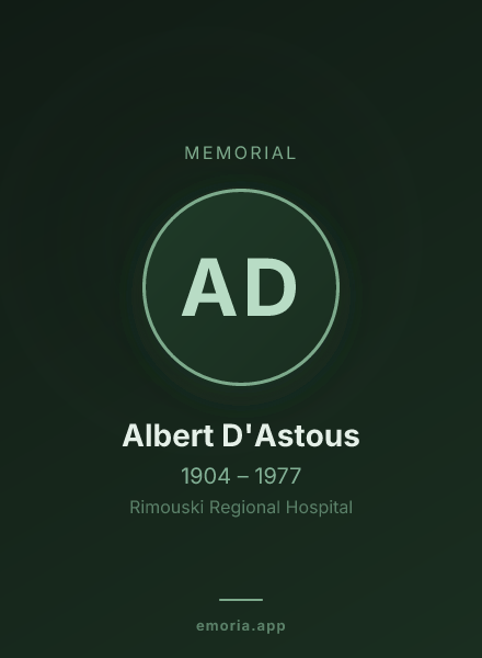 Memorial portrait of Albert D'Astous