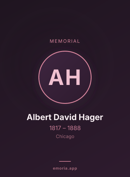 Memorial portrait of Albert David Hager