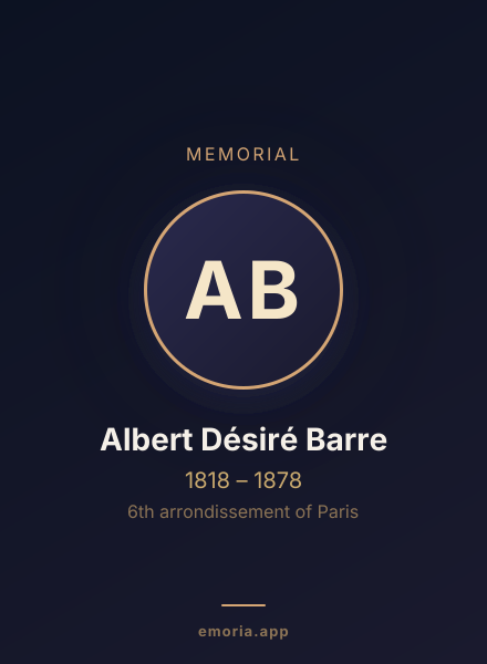 Memorial portrait of Albert Désiré Barre