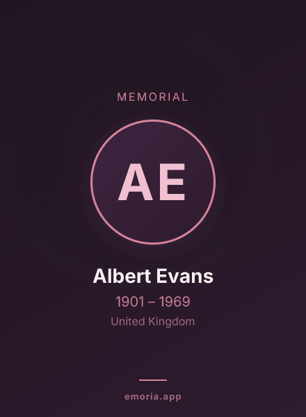 Memorial portrait of Albert Evans