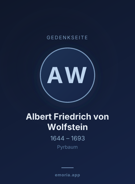 Gedenkportrait von Albert Friedrich von Wolfstein