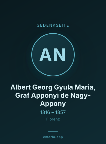 Gedenkportrait von Albert Georg Gyula Maria, Graf Apponyi de Nagy-Appony