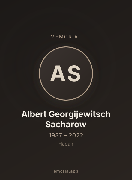 Memorial portrait of Albert Georgijewitsch Sacharow