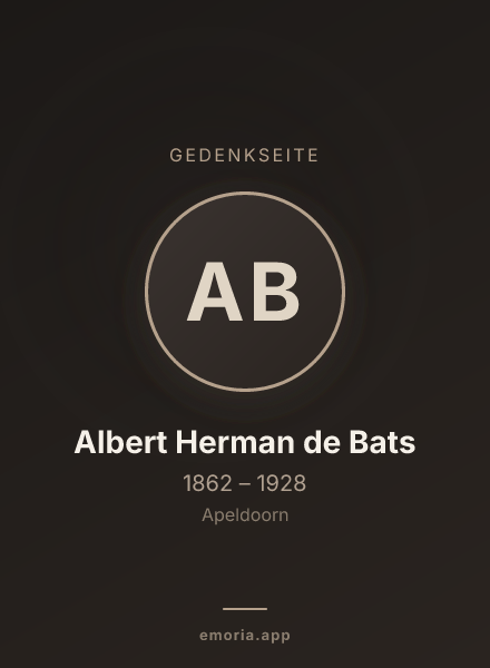 Gedenkportrait von Albert Herman de Bats