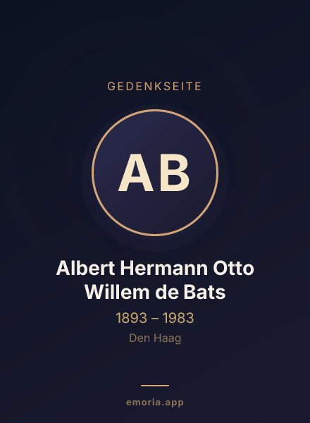 Gedenkportrait von Albert Hermann Otto Willem de Bats