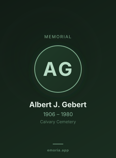 Memorial portrait of Albert J. Gebert