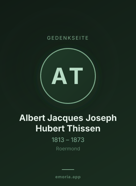 Gedenkportrait von Albert Jacques Joseph Hubert Thissen