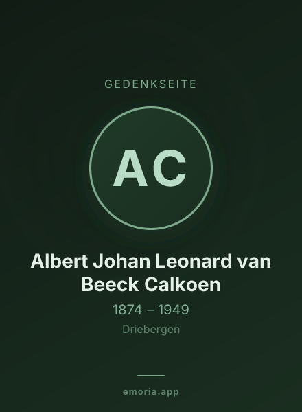 Gedenkportrait von Albert Johan Leonard van Beeck Calkoen