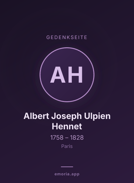 Gedenkportrait von Albert Joseph Ulpien Hennet