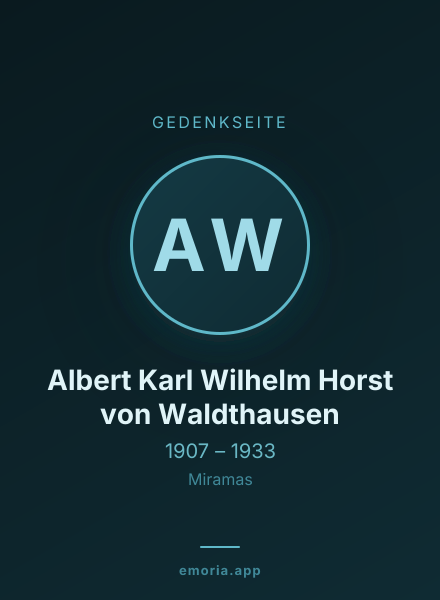 Gedenkportrait von Albert Karl Wilhelm Horst von Waldthausen