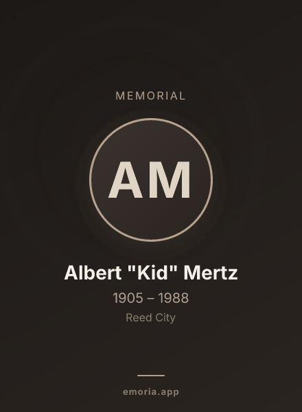 Memorial portrait of Albert "Kid" Mertz