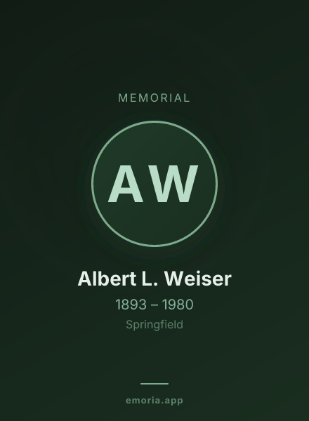 Memorial portrait of Albert L. Weiser