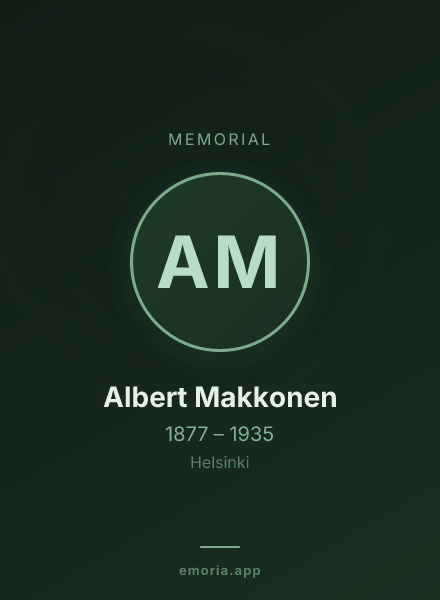 Memorial portrait of Albert Makkonen