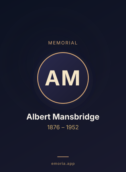 Memorial portrait of Albert Mansbridge