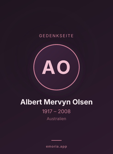Gedenkportrait von Albert Mervyn Olsen
