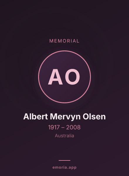 Memorial portrait of Albert Mervyn Olsen