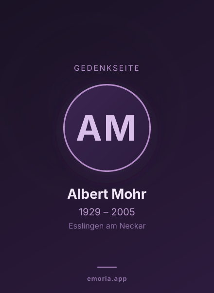 Gedenkportrait von Albert Mohr