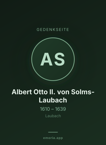 Gedenkportrait von Albert Otto II. von Solms-Laubach