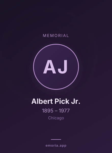 Memorial portrait of Albert Pick Jr.