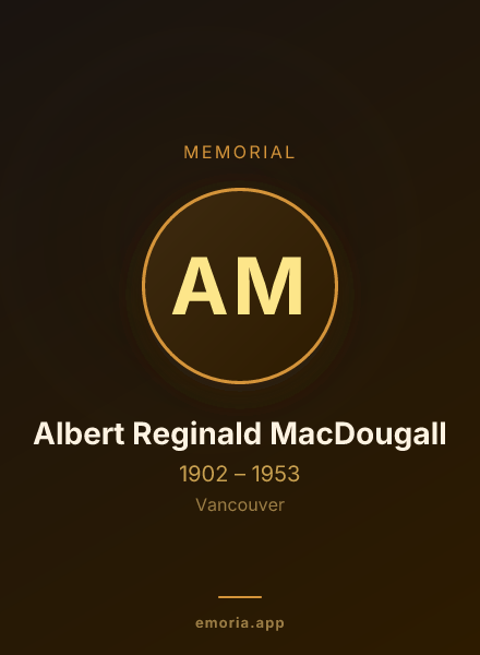 Memorial portrait of Albert Reginald MacDougall