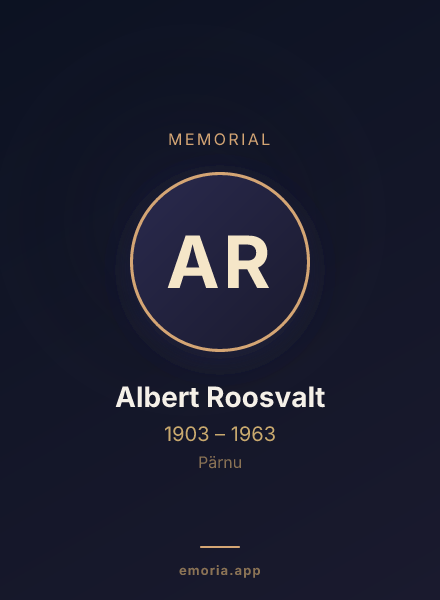 Memorial portrait of Albert Roosvalt