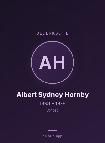 Gedenkportrait von Albert Sydney Hornby