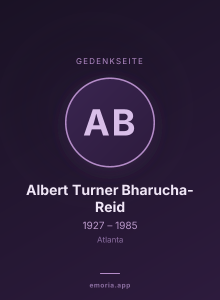 Gedenkportrait von Albert Turner Bharucha-Reid