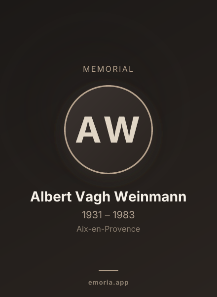 Memorial portrait of Albert Vagh Weinmann