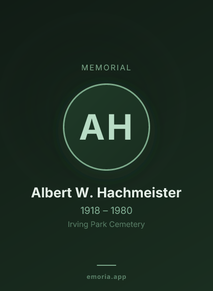 Memorial portrait of Albert W. Hachmeister