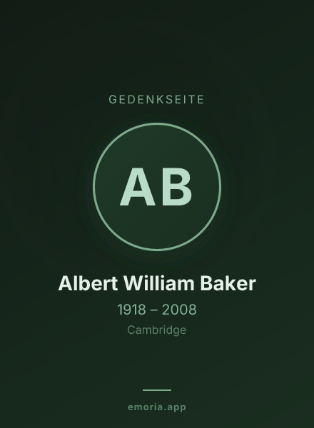 Gedenkportrait von Albert William Baker