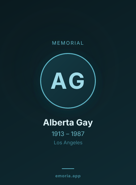 Memorial portrait of Alberta Gay