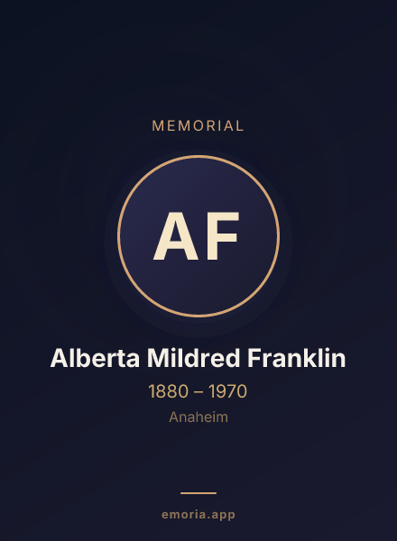 Memorial portrait of Alberta Mildred Franklin
