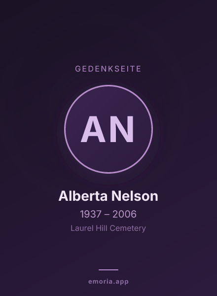 Gedenkportrait von Alberta Nelson