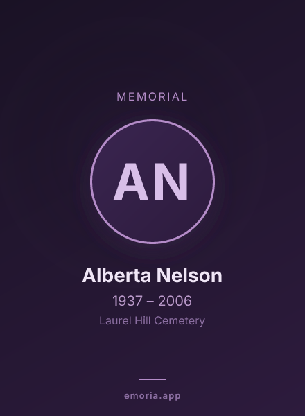 Memorial portrait of Alberta Nelson