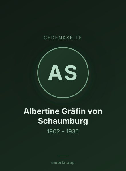 Gedenkportrait von Albertine Gräfin von Schaumburg