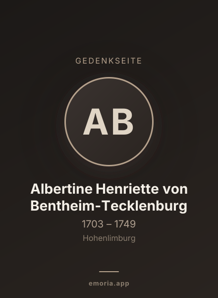 Gedenkportrait von Albertine Henriette von Bentheim-Tecklenburg