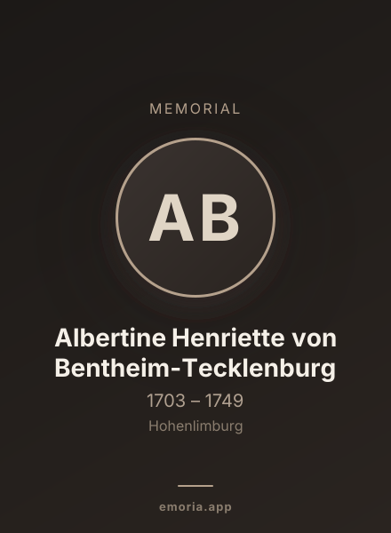 Memorial portrait of Albertine Henriette von Bentheim-Tecklenburg