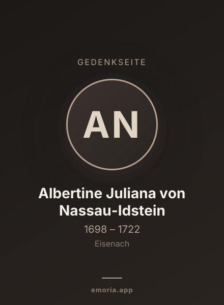 Gedenkportrait von Albertine Juliana von Nassau-Idstein