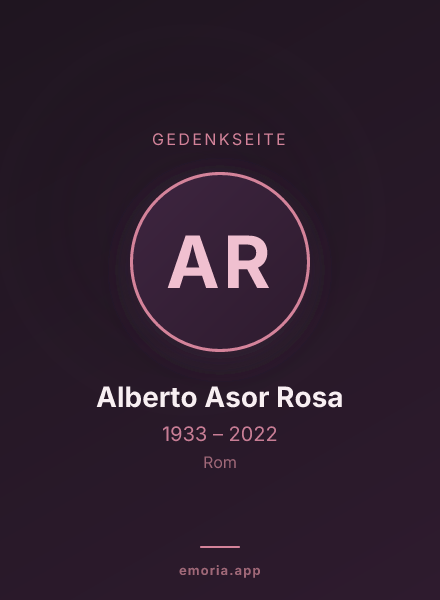 Gedenkportrait von Alberto Asor Rosa